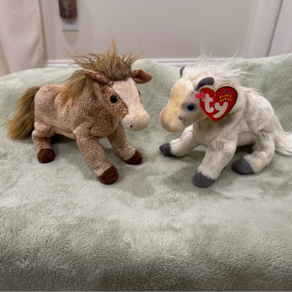 Vintage Ty Beanie Babies Lot of 2 Horses - With Tags (Never Played With!)